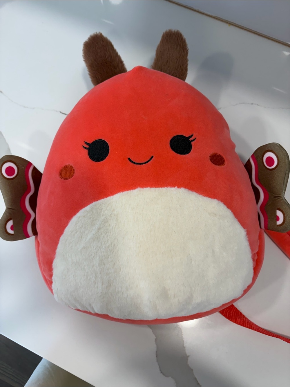 Squishmellow backpack Red Plush Fish Backpack Toy with Cream Belly - Kids Toy